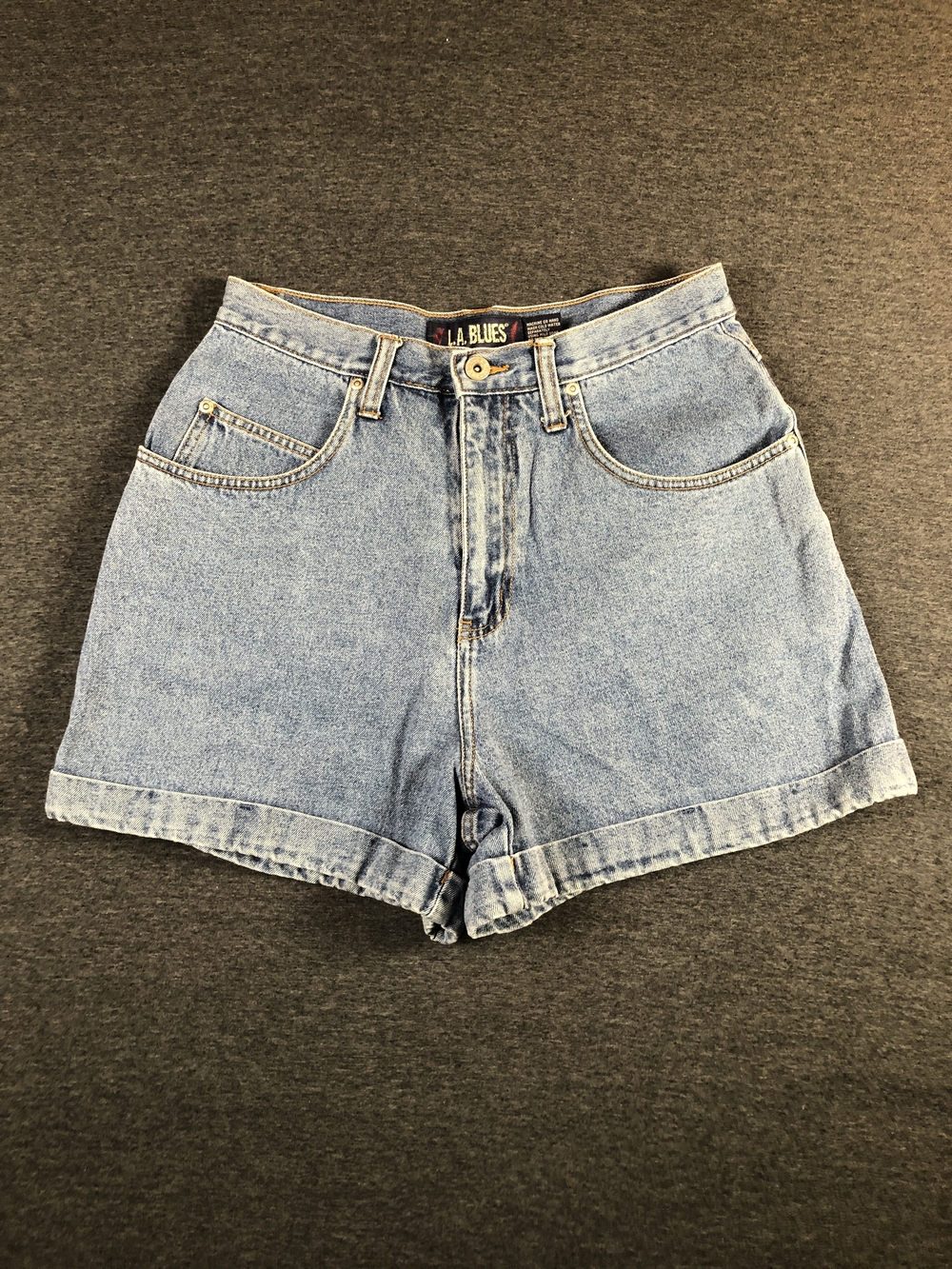 L.A. Blues 90's Vintage High-Rise Light Blue Denim Shorts Cuffed